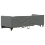 vidaXL Lit de jour avec gigogne et tiroirs gris foncé 80x200 cm tissu