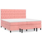 vidaXL Sommier à lattes de lit avec matelas Rose 200x200 cm Velours