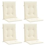 vidaXL Coussins de chaise de jardin à dossier bas lot de 4 crème