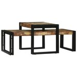 vidaXL Ensemble de 2 Tables Basses en Bois Massif Récupéré