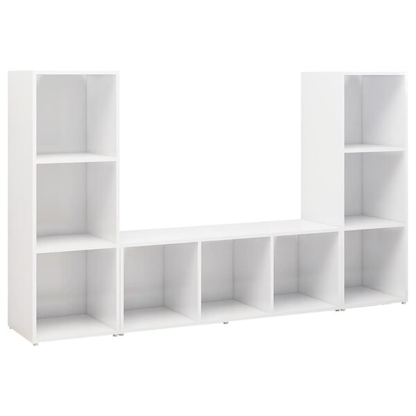 vidaXL Meubles TV 3 Pièces Blanc 107x35x37 cm Aggloméré