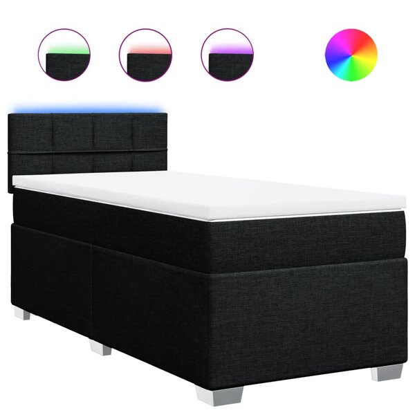 vidaXL Sommier à lattes de lit avec matelas Noir 100x200 cm Tissu