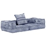 Vidaxl pouf modulaire à 2 places indigo tissu