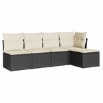 vidaXL Salon de jardin 5 Pièces avec coussins noir résine tressée