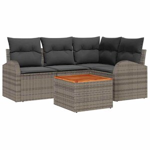 vidaXL Ensemble de canapé de jardin avec coussin 5 Pièces Gris polyrotin