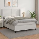 vidaXL Sommier à lattes de lit avec matelas Blanc 140x200cm Similicuir