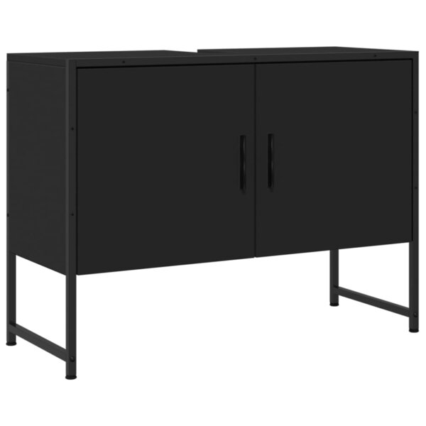 vidaXL Armoire lavabo de salle de bain noir 80x33x60cm bois ingénierie