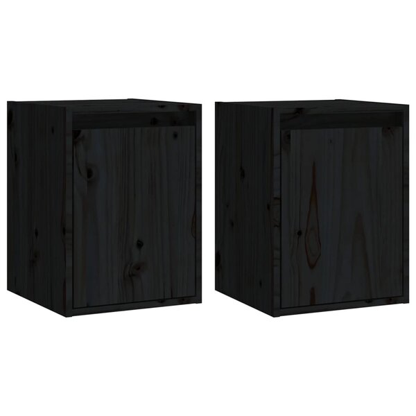 vidaXL Armoires murales 2 Pièces Noir 30x30x40 cm Bois de pin massif