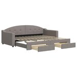 vidaXL Lit de jour avec gigogne et tiroirs taupe 90x200 cm tissu
