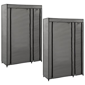 vidaXL Garde-robes pliables 2 Pièces Gris 110x45x175 cm Tissu
