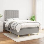 vidaXL Sommier à lattes de lit avec matelas Gris clair 120x200cm Tissu