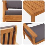 Ensemble de salle à manger de jardin 6 pièces avec coussins en bois d'acacia