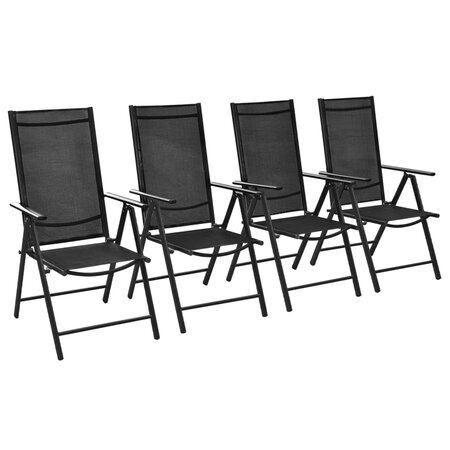 vidaXL Chaises pliables de jardin 4 Pièces Aluminium et textilène Noir