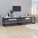 vidaXL Meuble TV Marbre blanc 180x40x40 5 cm Verre trempé