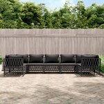 vidaXL Salon de jardin 7 Pièces avec coussins anthracite acier