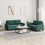 vidaXL Ensemble de canapés 2 Pièces avec coussins Vert foncé Velours