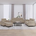 vidaXL Ensemble de canapés 4 Pièces avec coussins taupe tissu microfibre