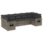 vidaXL Salon de jardin avec coussins 7 Pièces gris résine tressée
