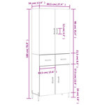vidaXL Buffet haut Sonoma gris 69 5x34x180 cm Bois d'ingénierie