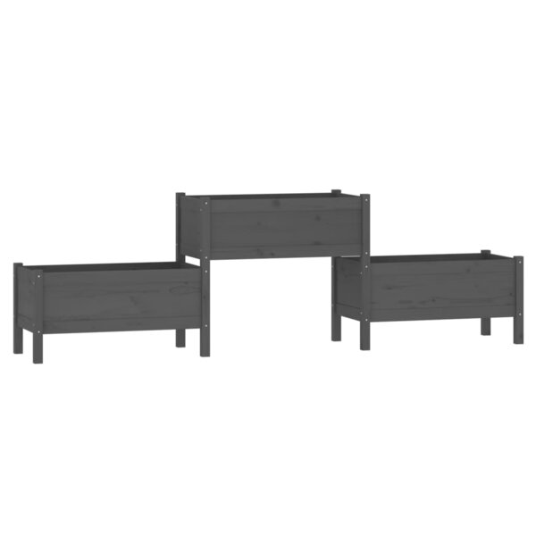 vidaXL Jardinière Gris 245 5x44x75 cm Bois massif de pin