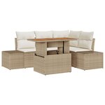 vidaXL Ensemble de salle à manger de jardin de 5 pièces avec coussins beige en poly rotin acacia