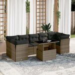 vidaXL Salon de jardin 8 Pièces avec coussins gris résine tressée