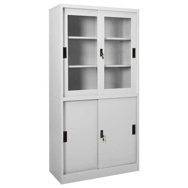vidaXL Armoire à bureau porte coulissante Gris clair 90x40x180cm Acier