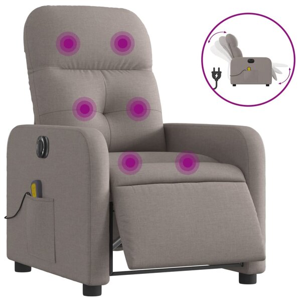 vidaXL Fauteuil de massage inclinable électrique Taupe Tissu
