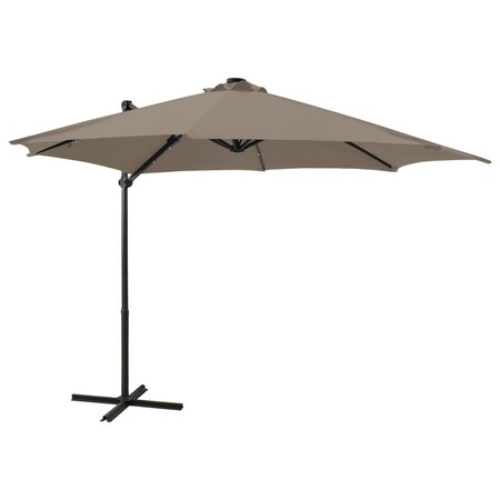 vidaXL Parasol déporté avec mât et lumières LED Taupe 300 cm