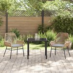 vidaXL Ensemble de salle à manger de jardin 3 pièces avec coussins en rotin poly marron