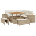 vidaXL Ensemble de canapés de jardin 8 pièces avec coussins Beige Rotin poly Acacia