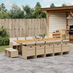 vidaXL Ensemble à manger de jardin et coussins 15 Pièces beige