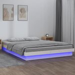 vidaXL Cadre de lit à LED blanc 140x190 cm bois massif