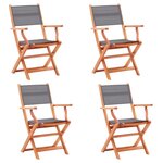 vidaXL Chaises pliables de jardin lot de 4 Gris Eucalyptus textilène