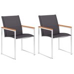 vidaXL Chaises de jardin 2 Pièces Textilène et acier inoxydable Gris