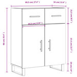 vidaXL Buffet Blanc brillant 69 5x34x90 cm Bois d'ingénierie