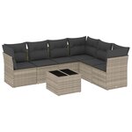 vidaXL Salon de jardin avec coussins 7 Pièces gris clair résine tressée