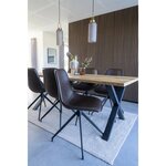 2 chaises de salle à manger en cuir synthétique avec pivot marron foncé et pieds noirs