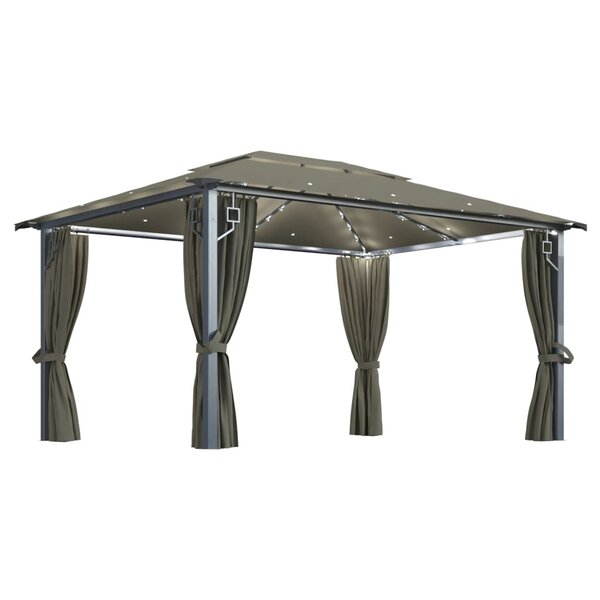 vidaXL Tonnelle avec rideau et lumières LED 4x3 m Taupe Aluminium