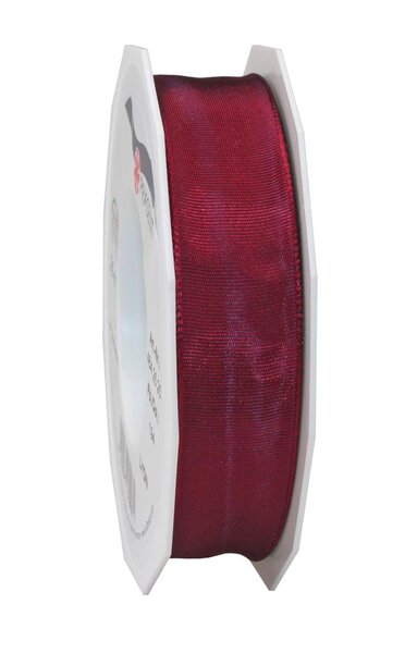 Ruban de soie acetat laitonné lyon 25-m-rouleau 25 mm rouge foncé