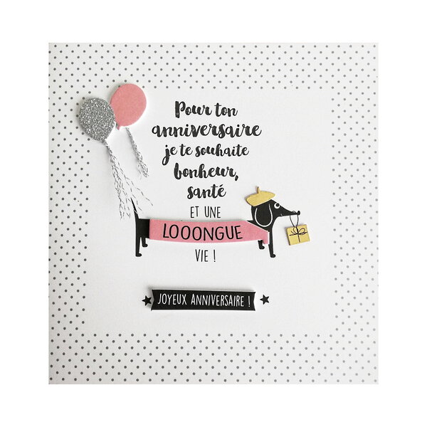 Carte de voeux glamour - anniversaire - bonheur santé et une longue vie !