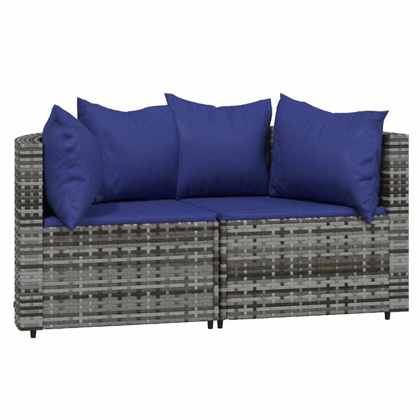 vidaXL Canapés d'angle de jardin et coussins 2 Pièces gris résine tressée
