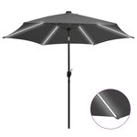 vidaXL Parasol avec LED et mât en aluminium 300 cm Anthracite