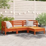 vidaXL Canapé de jardin 3 places repose-pied cire marron bois massif