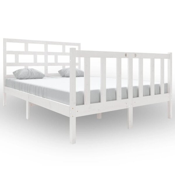 vidaXL Cadre de lit Blanc Bois de pin massif 140x190 cm