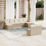 vidaXL Salon de jardin avec coussins 9 Pièces beige résine tressée