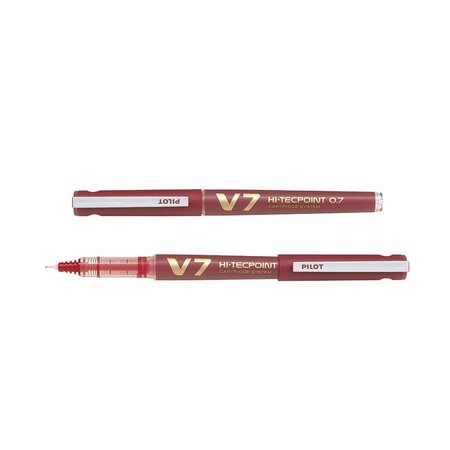 Roller Rechargeable Hi-TechPoint V7 Begreen Pointe Moyenne Encre liquide Rouge x 10 PILOT