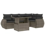 vidaXL Salon de jardin 6 Pièces avec coussins gris résine tressée