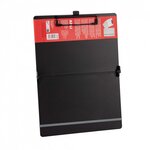 Porte-bloc pliable Apli - Compact et facile à transporter - Peut contenir des feuilles avec du caoutchouc élastique - Extension de stylo - Matériau ABS résistant - Design fonctionnel et polyvalent - Couleur noire