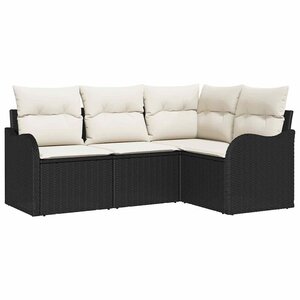 vidaXL Ensemble de canapé de jardin 4 Pièces Noir polyrotin